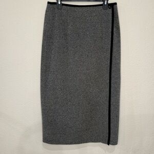 Talbots Long Wrap Skirt Grey w/Back Piping Lined Polyester Chic Women’s Size 12